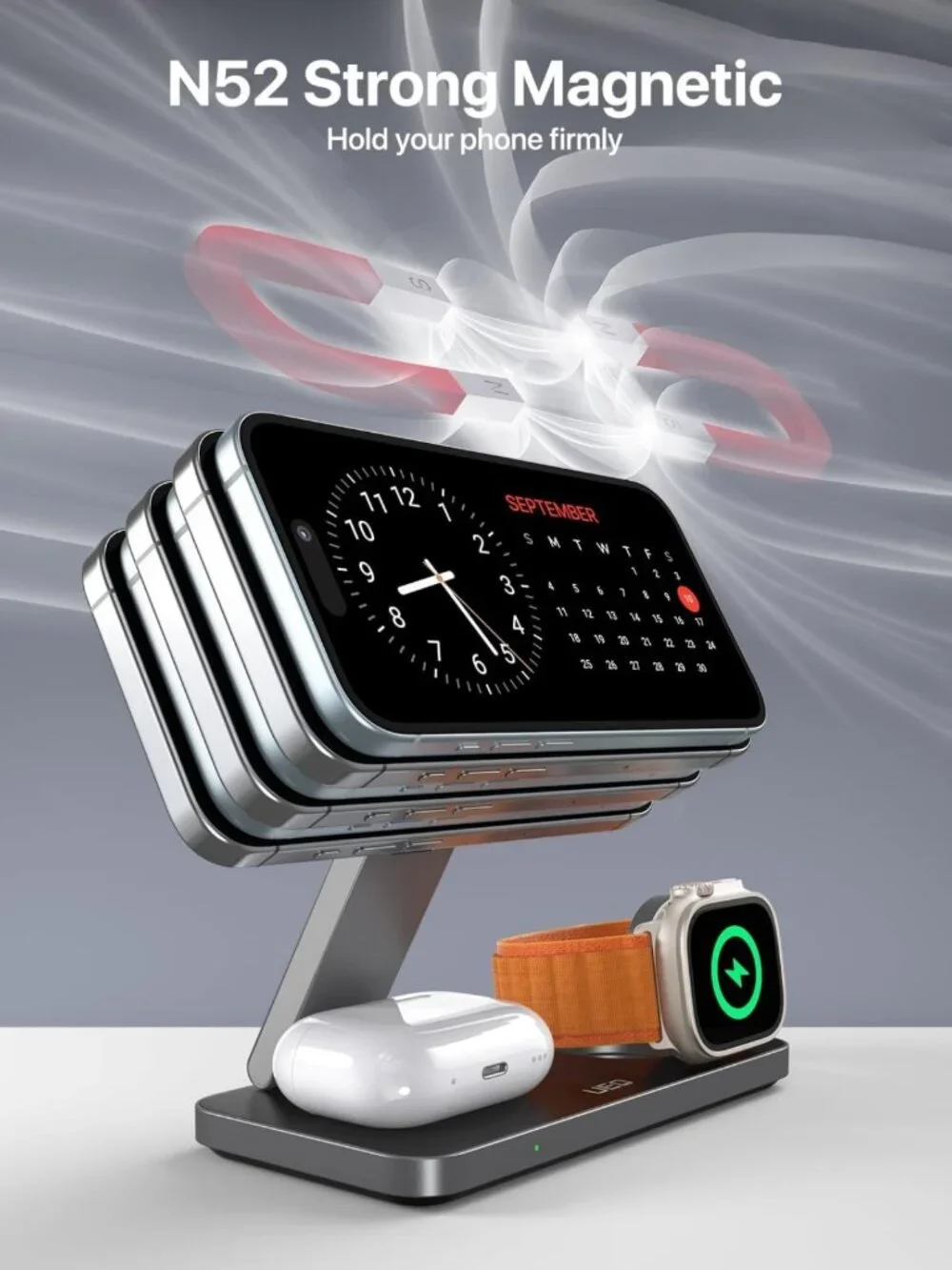 3-in-1 Foldable Wireless Charging Station for iPhone, AirPods & Apple Watch